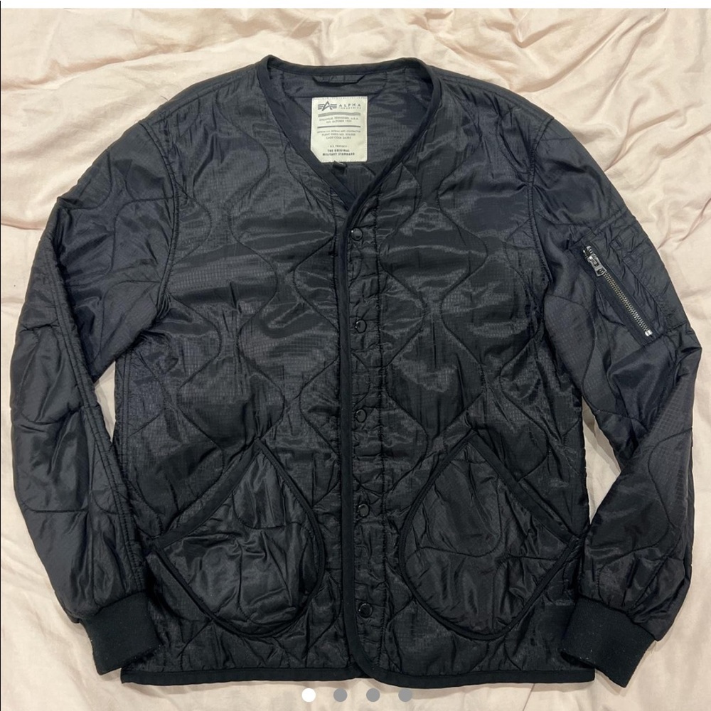 alpha industries military quilted bomber liner jacket